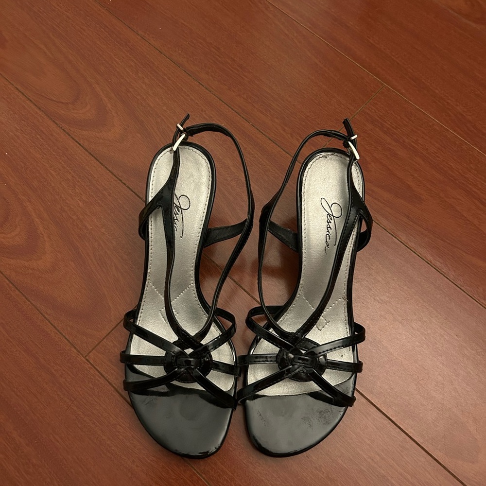 Sara Black Strappy Heels